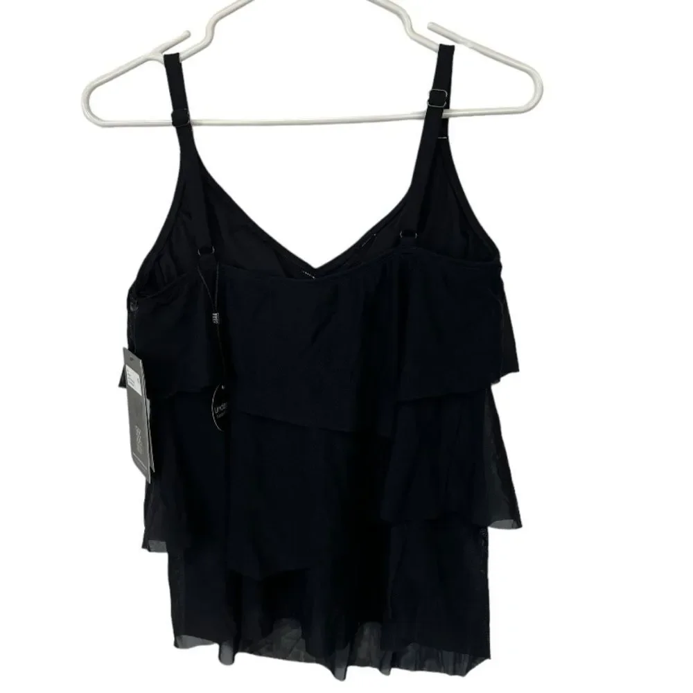 NWT Coco Reef | Black Flourish Bra Sized Tier Mesh‎ Underwire Tankini Top 32C